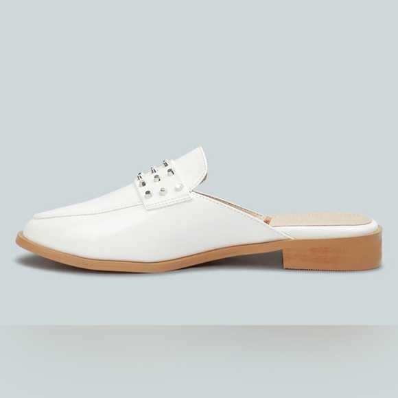 Rag And Co Womens White Studded Flat Mules 10 - Picture 5 of 12